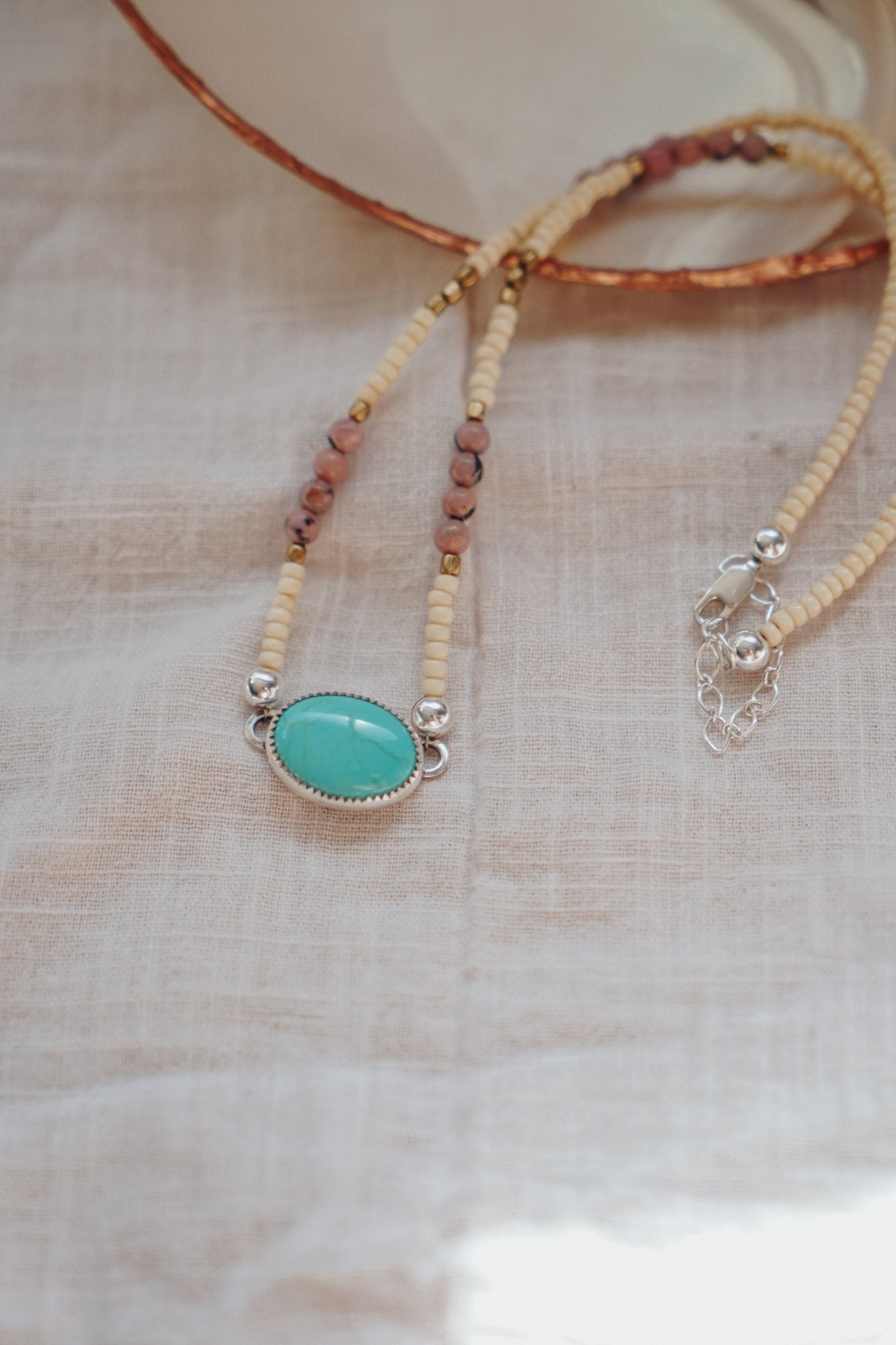 Bubble Gum Choker in Campitos Turquoise - Golden Road Crafted