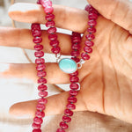 Bubble Gum Choker in Ruby Quartz & Campitos Turquoise - Golden Road Crafted