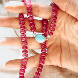 Bubble Gum Choker in Ruby Quartz & Campitos Turquoise - Golden Road Crafted