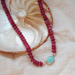 Bubble Gum Choker in Ruby Quartz & Campitos Turquoise - Golden Road Crafted