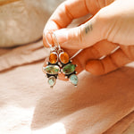 Cairn Earring in Emerald Valley, Golden Hills Turquoise & Amber - Golden Road Crafted
