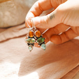 Cairn Earring in Emerald Valley, Golden Hills Turquoise & Amber - Golden Road Crafted