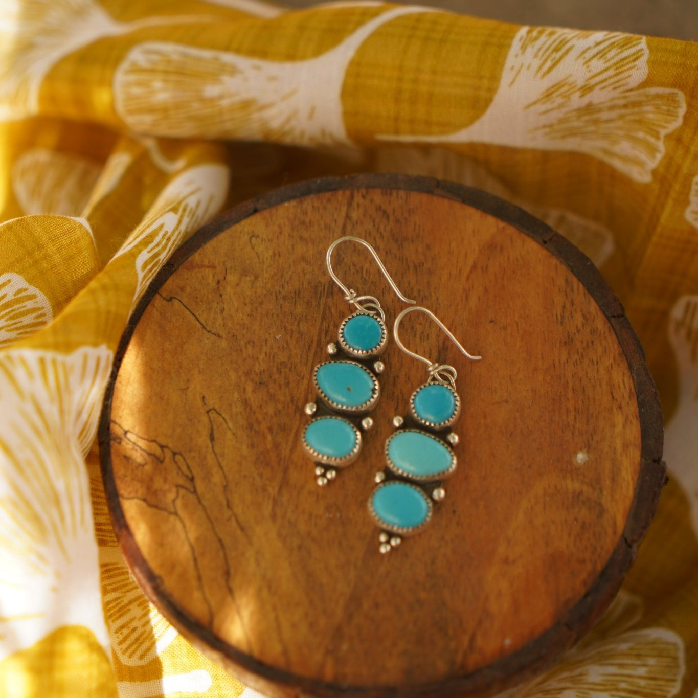 Cairn Earrings in Prince Turquoise - Golden Road Crafted