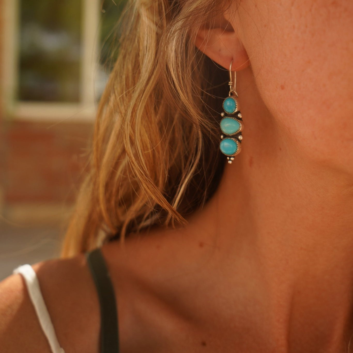 Cairn Earrings in Prince Turquoise - Golden Road Crafted