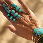 Cairn Ring in Blue Ridge Turquoise (Size 7) - Golden Road Crafted