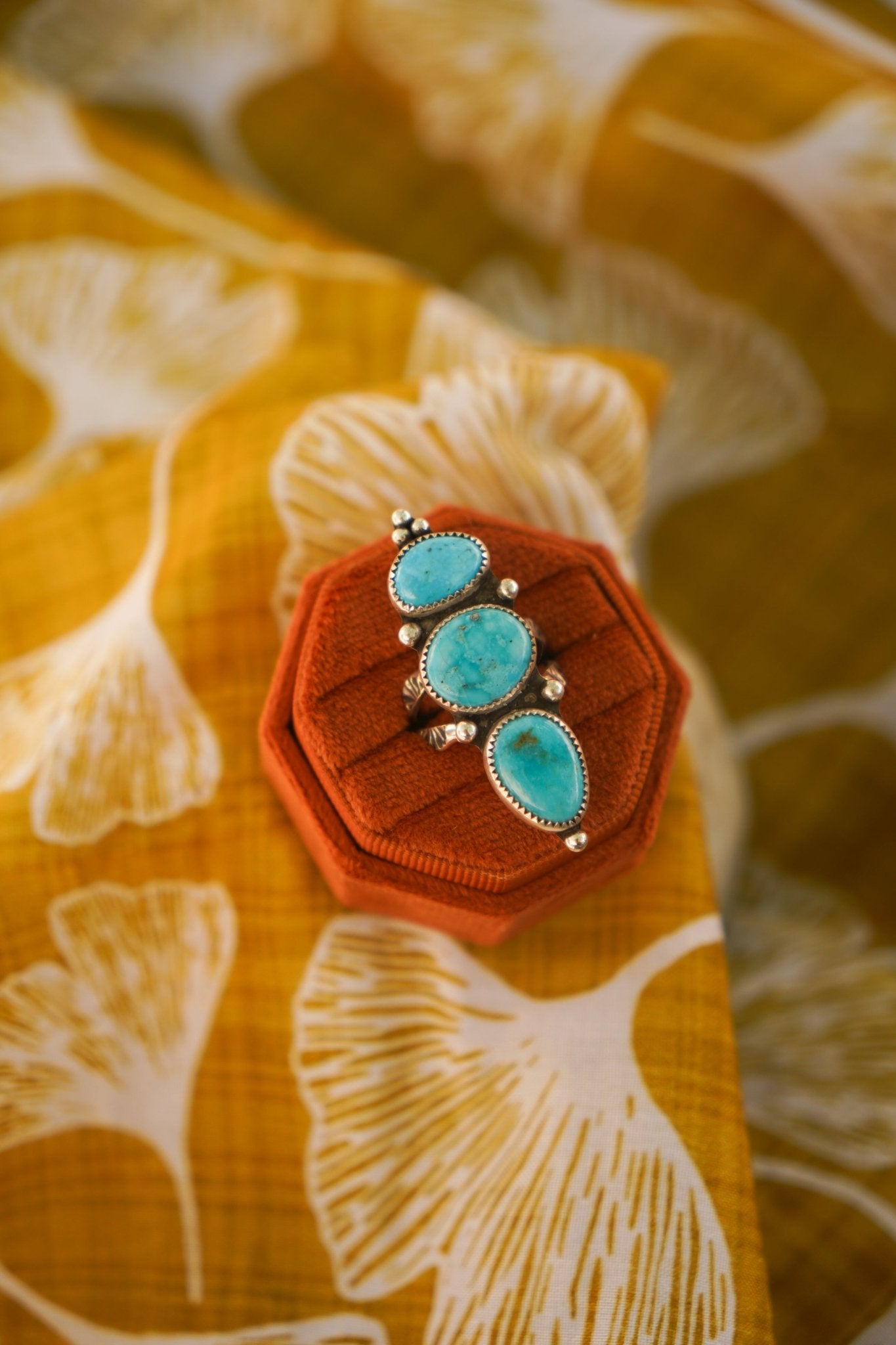 Cairn Ring in Blue Ridge Turquoise (Size 7) - Golden Road Crafted