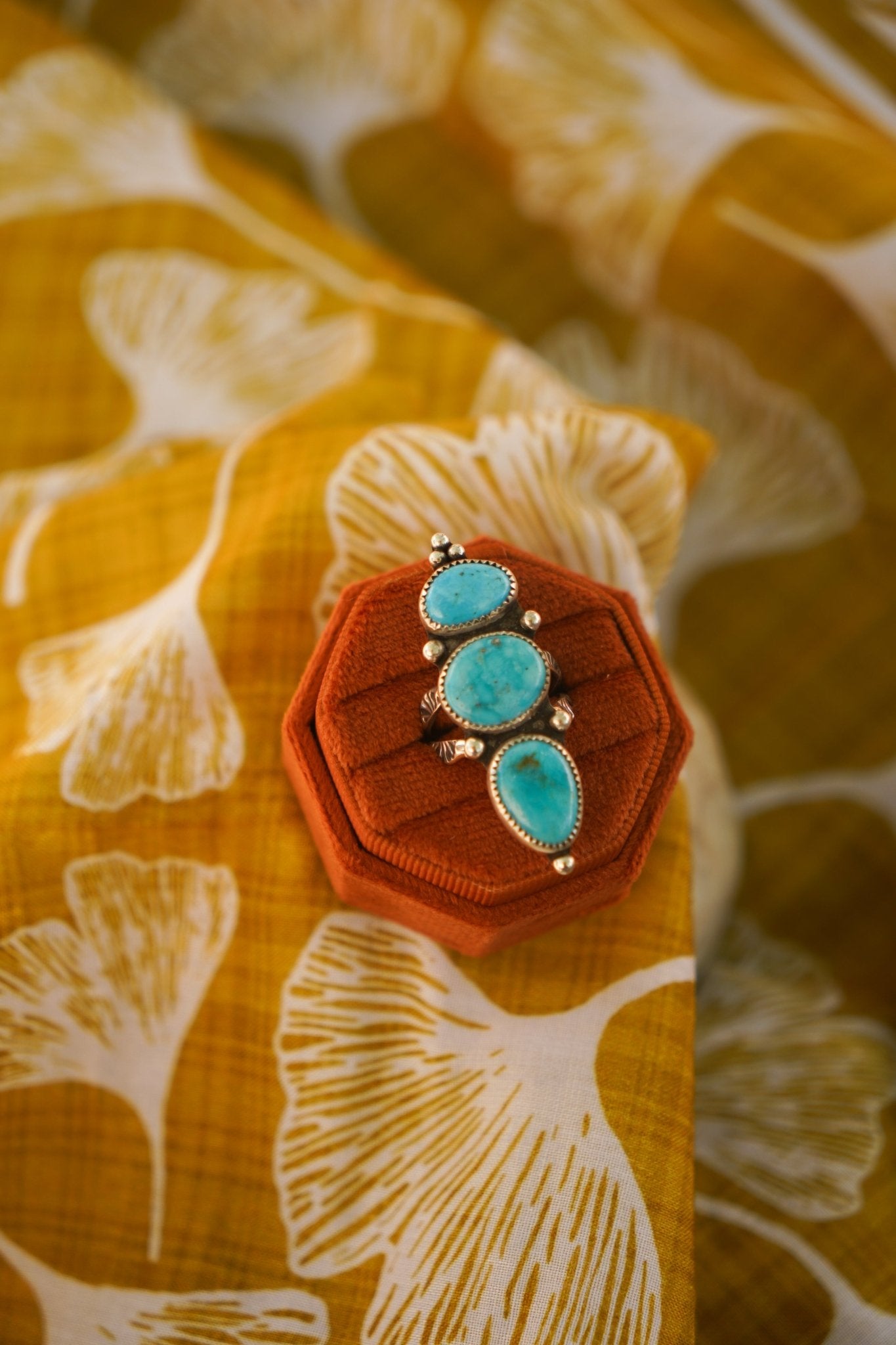 Cairn Ring in Blue Ridge Turquoise (Size 7) - Golden Road Crafted