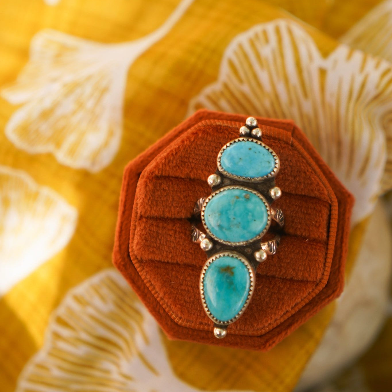 Cairn Ring in Blue Ridge Turquoise (Size 7) - Golden Road Crafted