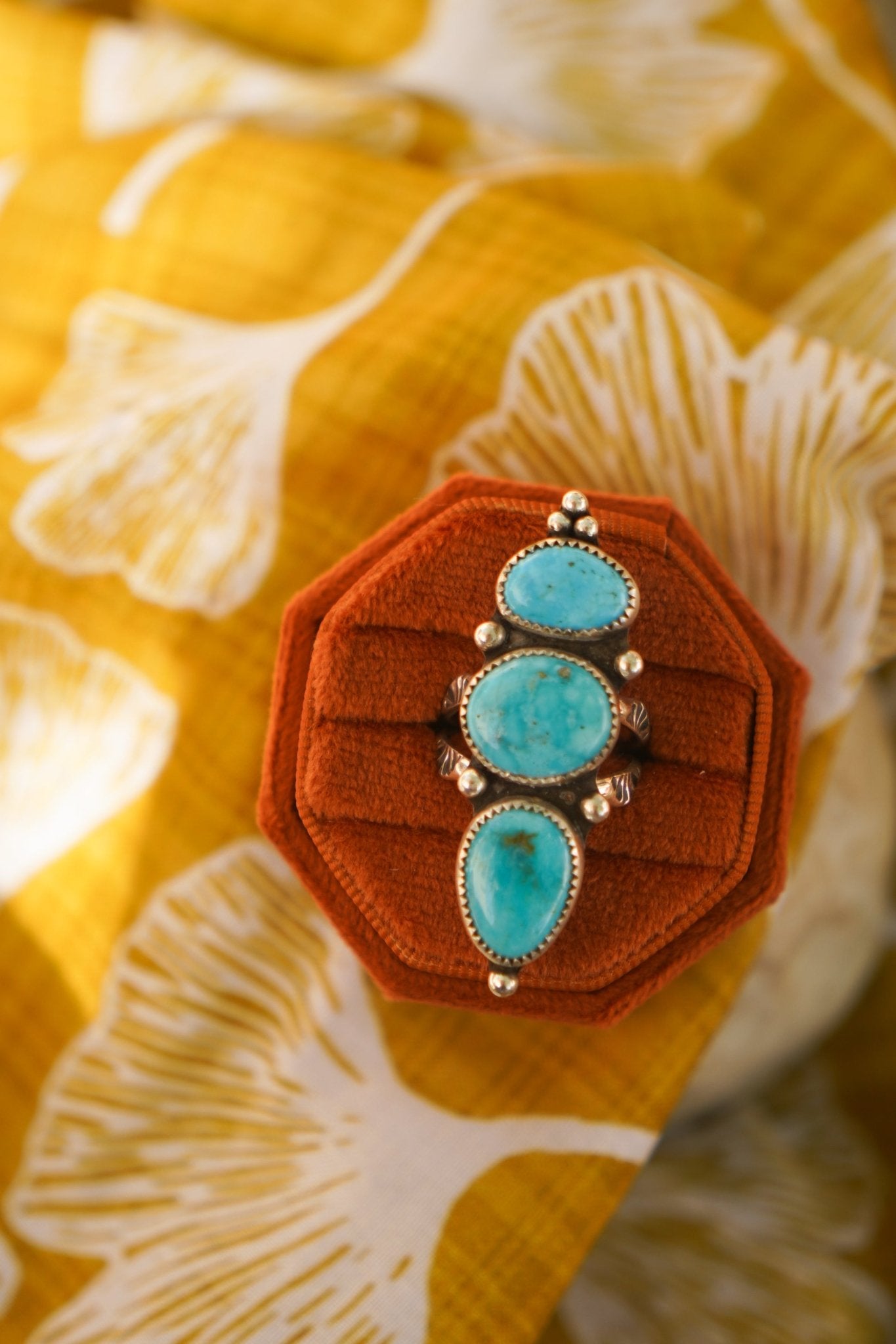 Cairn Ring in Blue Ridge Turquoise (Size 7) - Golden Road Crafted
