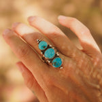 Cairn Ring in Blue Ridge Turquoise (Size 9) - Golden Road Crafted