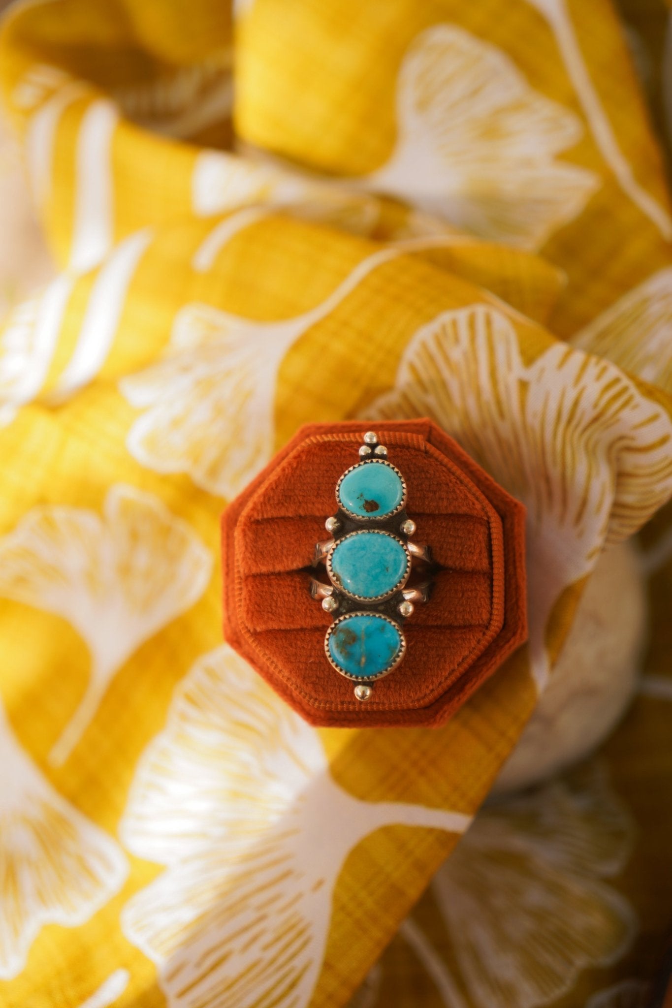 Cairn Ring in Blue Ridge Turquoise (Size 9) - Golden Road Crafted