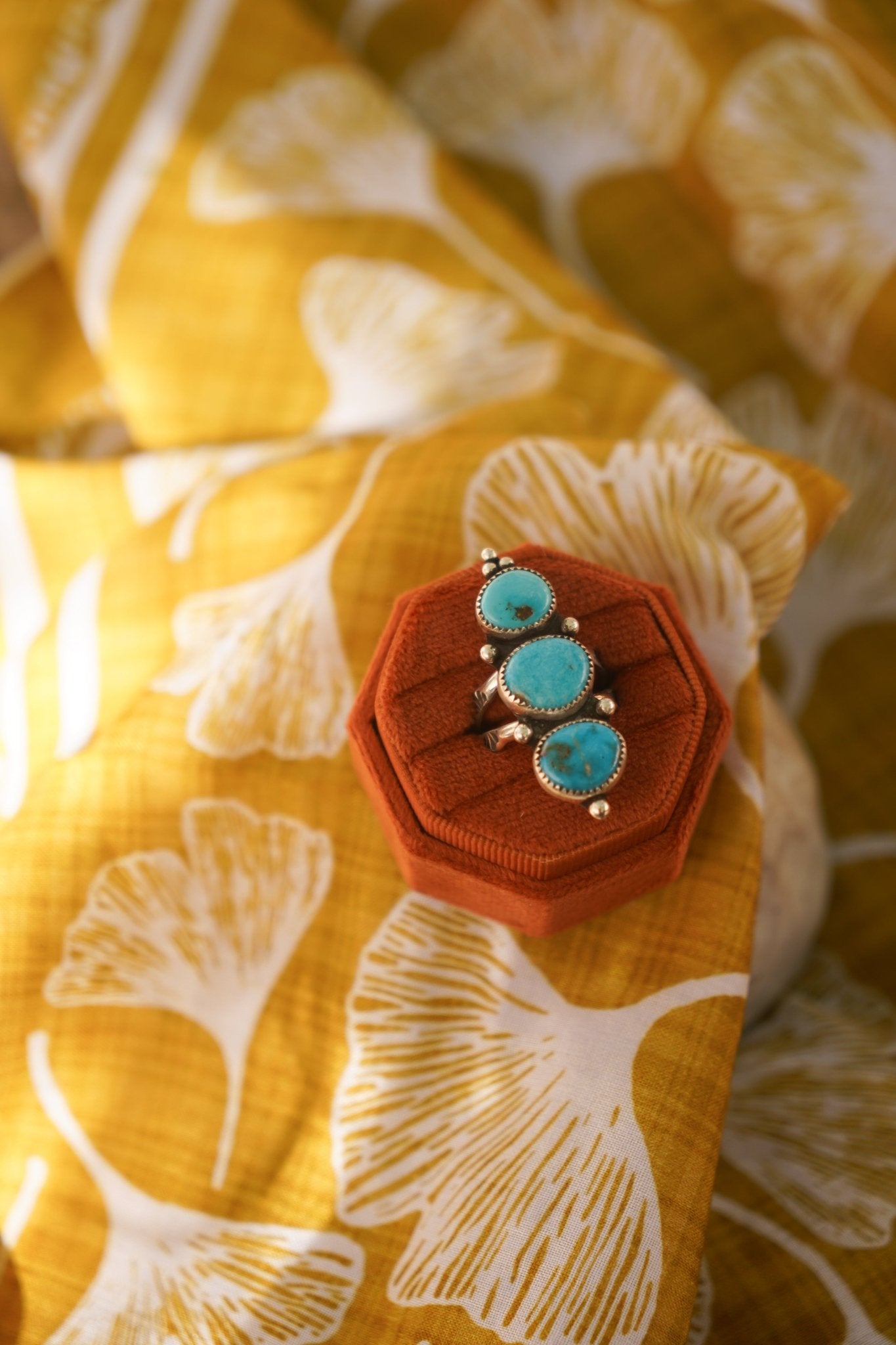 Cairn Ring in Blue Ridge Turquoise (Size 9) - Golden Road Crafted