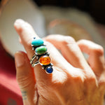 Cairn Ring in Campitos, Emerald Valley, Amber, and Blue Kyanite (Size 7) - Golden Road Crafted