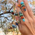 Cairn Ring in Campitos, Sonoran Mtn, Amber, and Blue Kyanite (Size 8) - Golden Road Crafted