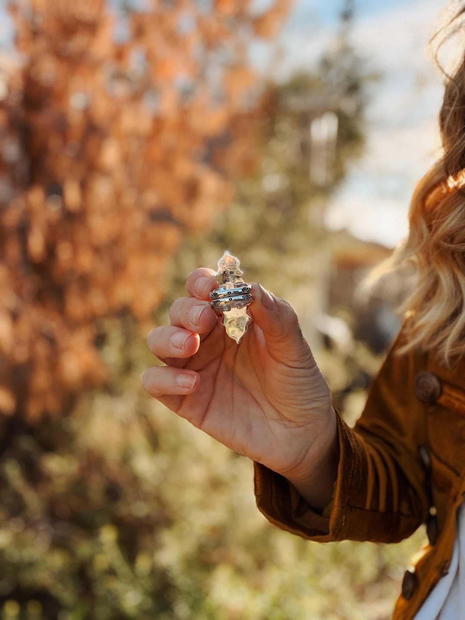 Cairn Ring in Carico Lake Turquoise (Size 6.75) - Golden Road Crafted