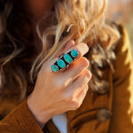 Cairn Ring in Carico Lake Turquoise (Size 6.75) - Golden Road Crafted
