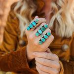 Cairn Ring in Carico Lake Turquoise (Size 6.75) - Golden Road Crafted