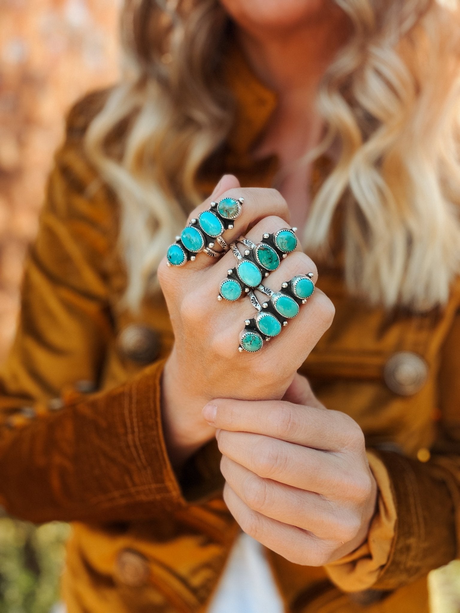 Cairn Ring in Carico Lake Turquoise (Size 6.75) - Golden Road Crafted