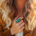 Cairn Ring in Carico Lake Turquoise (Size 8) - Golden Road Crafted