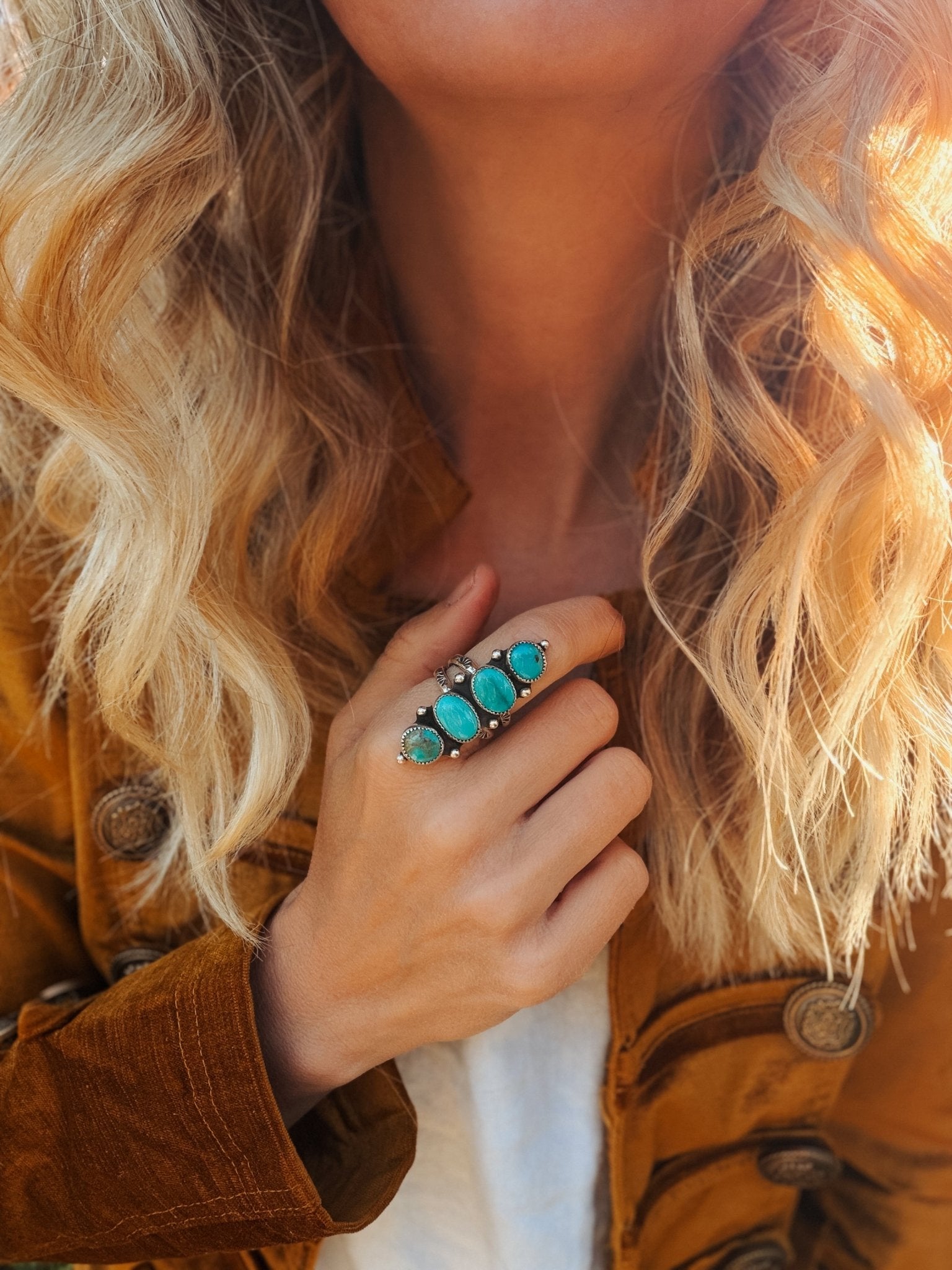 Cairn Ring in Carico Lake Turquoise (Size 8) - Golden Road Crafted