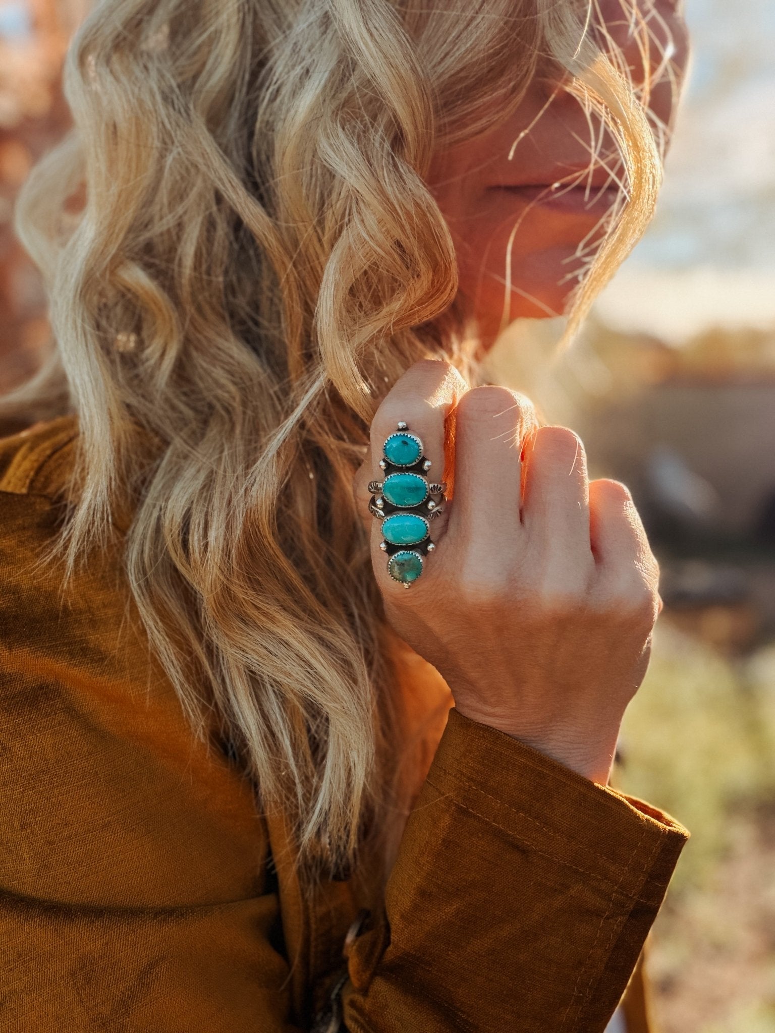 Cairn Ring in Carico Lake Turquoise (Size 8) - Golden Road Crafted