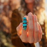 Cairn Ring in Carico Lake Turquoise (Size 8) - Golden Road Crafted