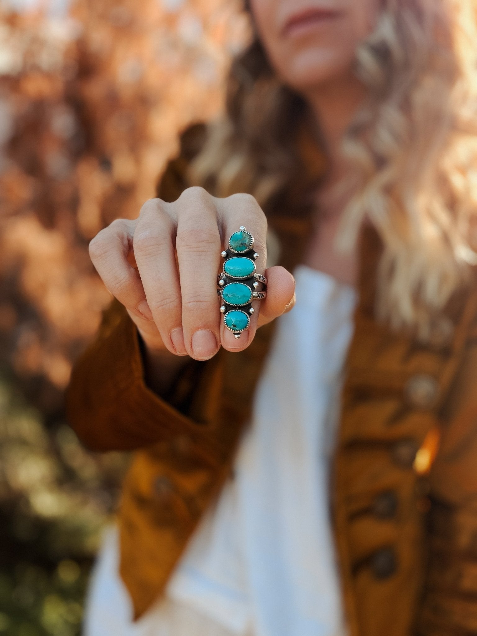 Cairn Ring in Carico Lake Turquoise (Size 8) - Golden Road Crafted