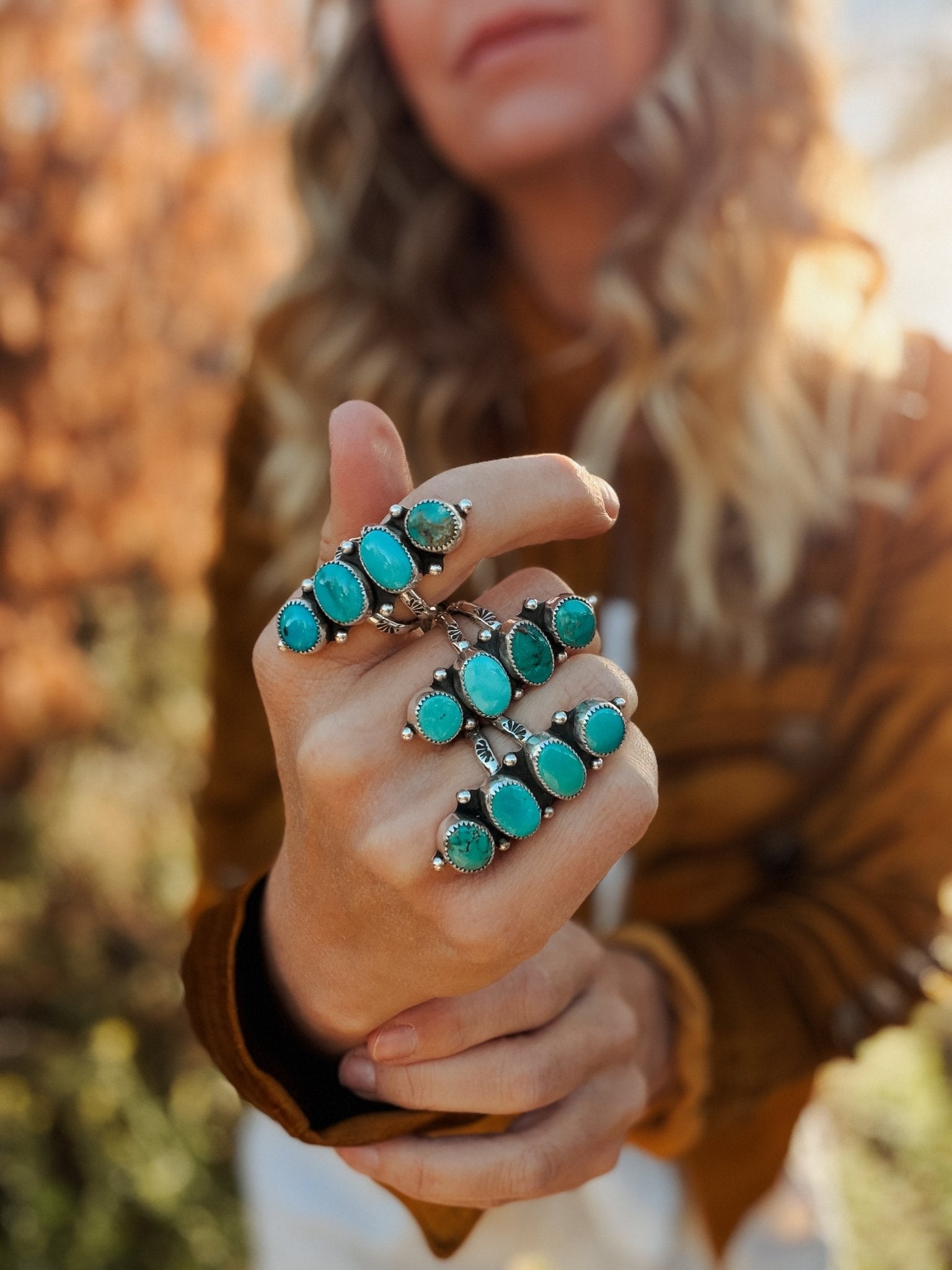 Cairn Ring in Carico Lake Turquoise (Size 9) - Golden Road Crafted