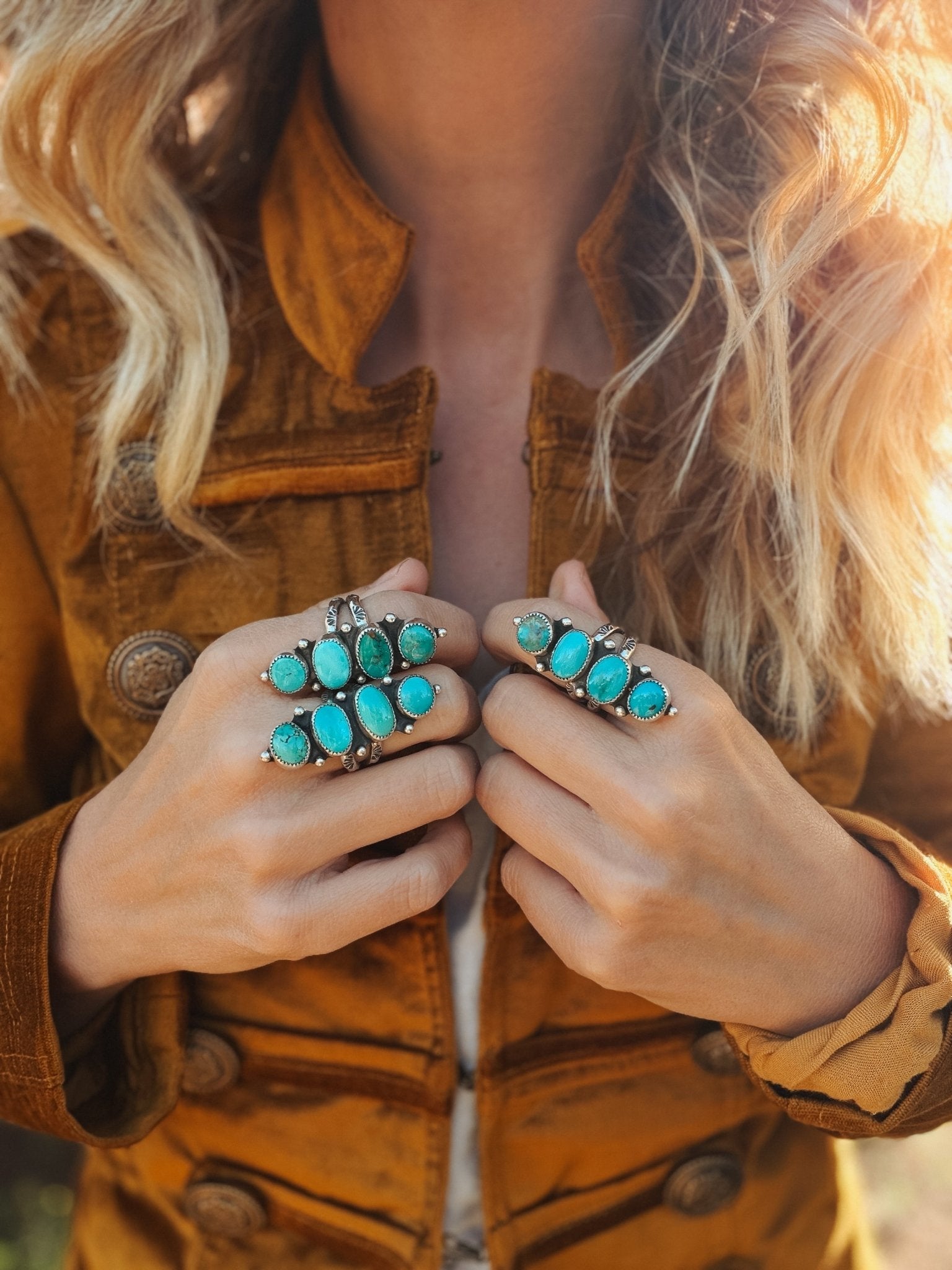 Cairn Ring in Carico Lake Turquoise (Size 9) - Golden Road Crafted