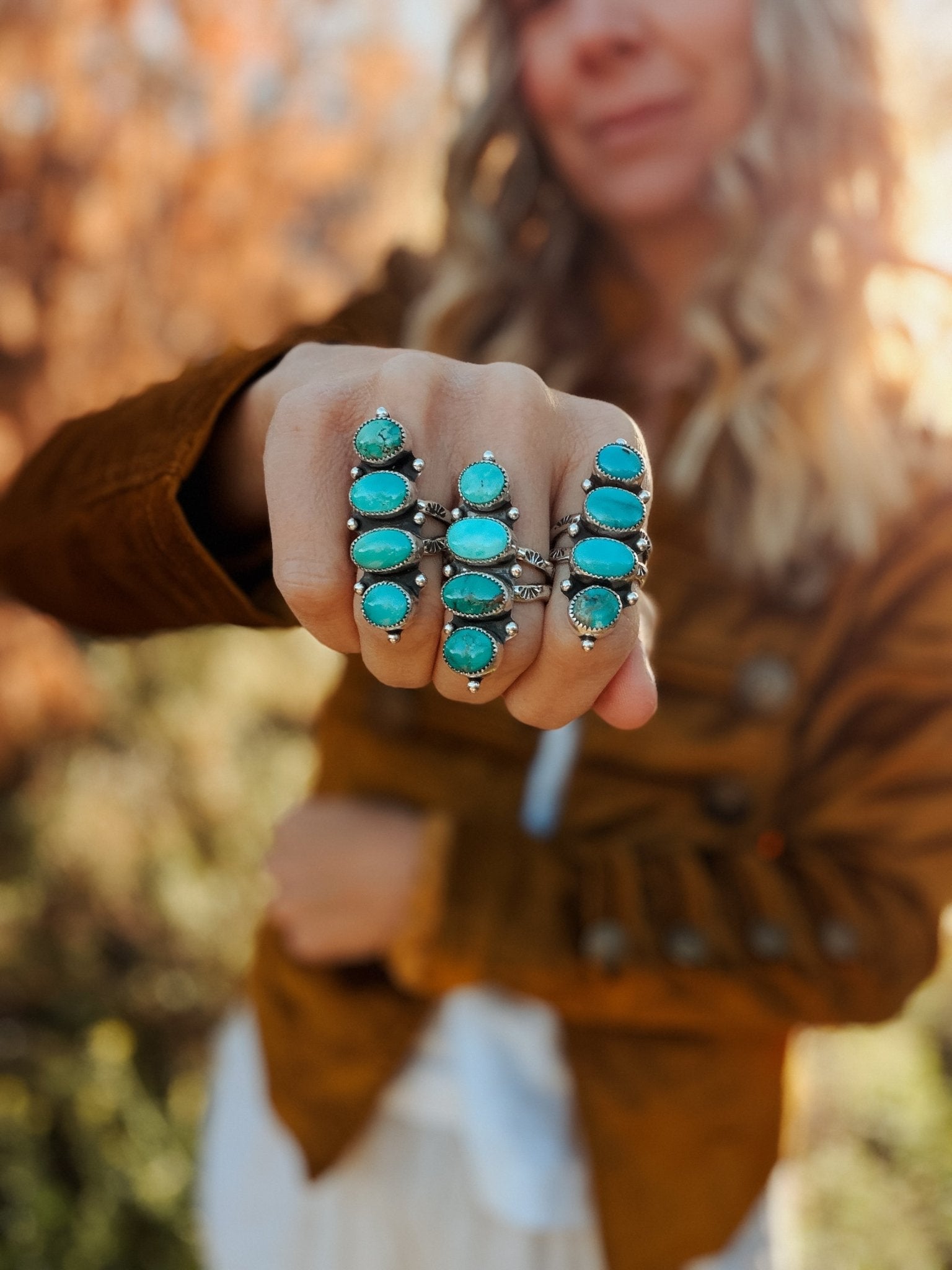 Cairn Ring in Carico Lake Turquoise (Size 9) - Golden Road Crafted