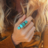 Cairn Ring in Carico Lake Turquoise (Size 9) - Golden Road Crafted