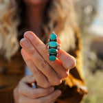 Cairn Ring in Carico Lake Turquoise (Size 9) - Golden Road Crafted