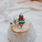 Cairn Ring in Golden Hills, Egyptian Turquoise, Red Kyanite, & Pink Opal (Size 9) - Golden Road Crafted