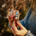 Cairn Ring in Golden Hills Turquoise, Ethiopian Opal, & Moonstone (Size 7.5) - Golden Road Crafted