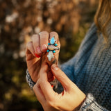 Cairn Ring in Golden Hills Turquoise, Ethiopian Opal, & Moonstone (Size 7.5) - Golden Road Crafted