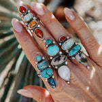 Cairn Ring in Kyanite & Hubei + Egyptian Turquoise (Size 8) - Golden Road Crafted