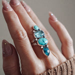 Cairn Ring in Kyanite & Hubei + Egyptian Turquoise (Size 8) - Golden Road Crafted