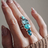 Cairn Ring in Kyanite & Hubei + Egyptian Turquoise (Size 8) - Golden Road Crafted