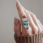 Cairn Ring in Kyanite, Scenic Agate & Egyptian Turquoise (Size 8.5) - Golden Road Crafted