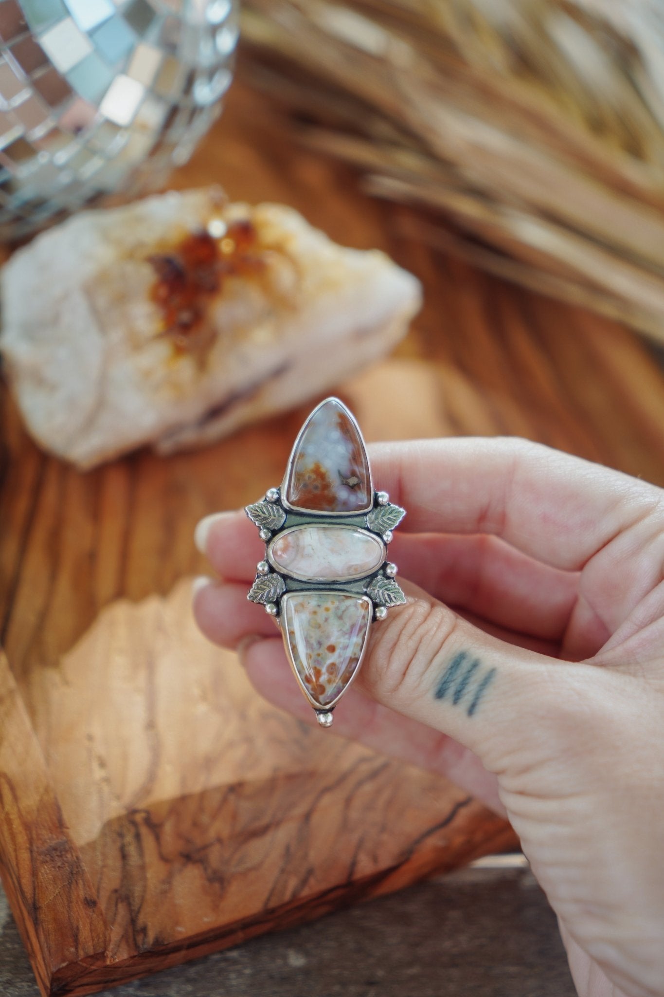 Cairn Ring in Ocean Jasper (Size 6) - Golden Road Crafted