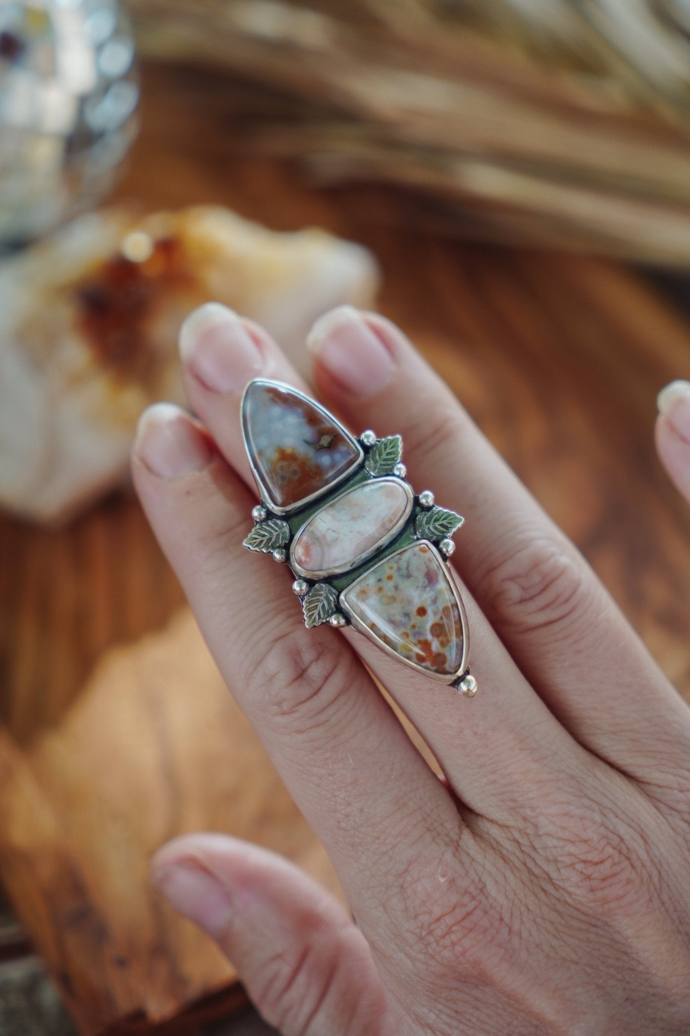 Cairn Ring in Ocean Jasper (Size 6) - Golden Road Crafted