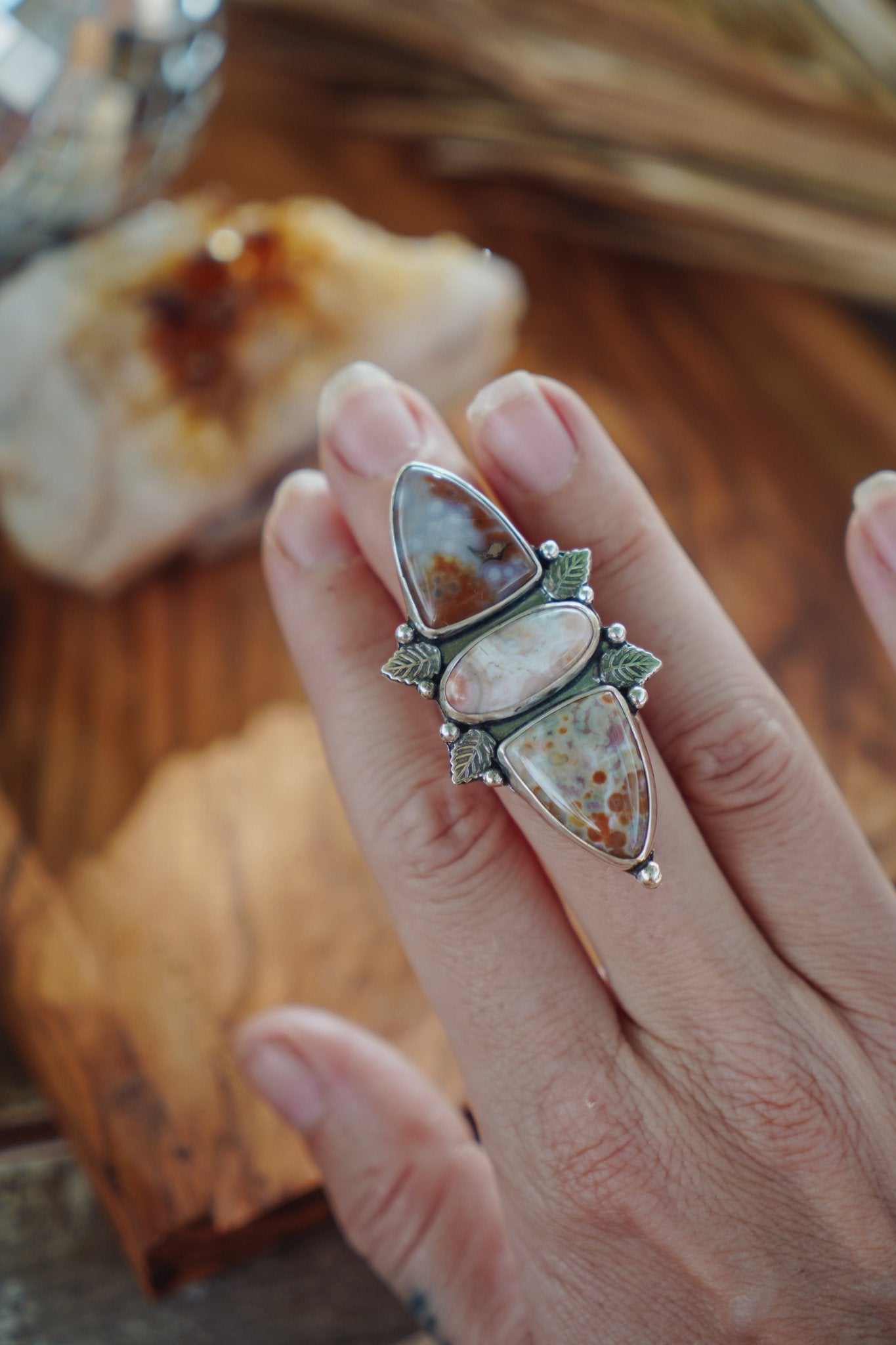 Cairn Ring in Ocean Jasper (Size 6) - Golden Road Crafted