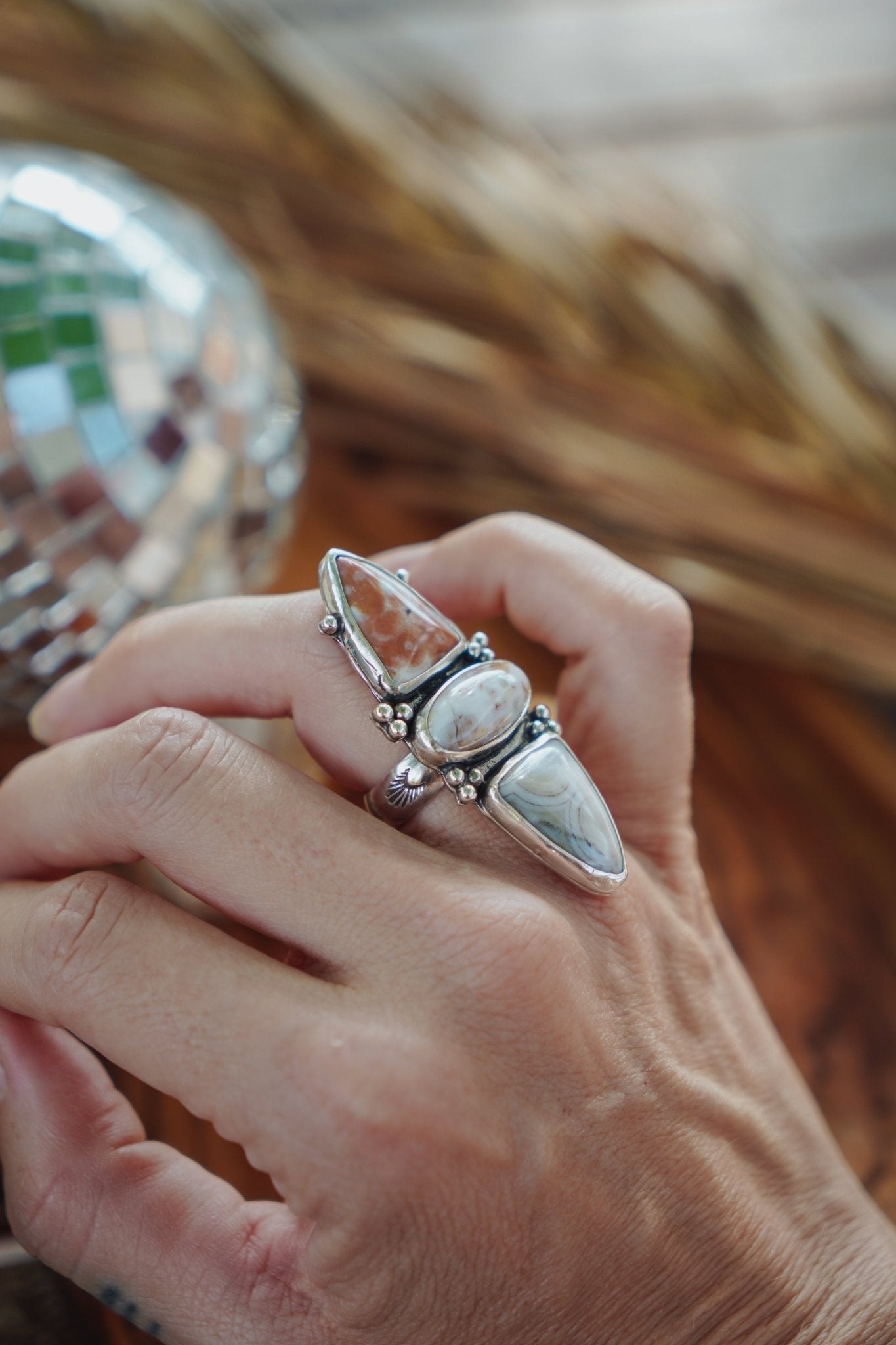 Cairn Ring in Ocean Jasper (Size 7) - Golden Road Crafted