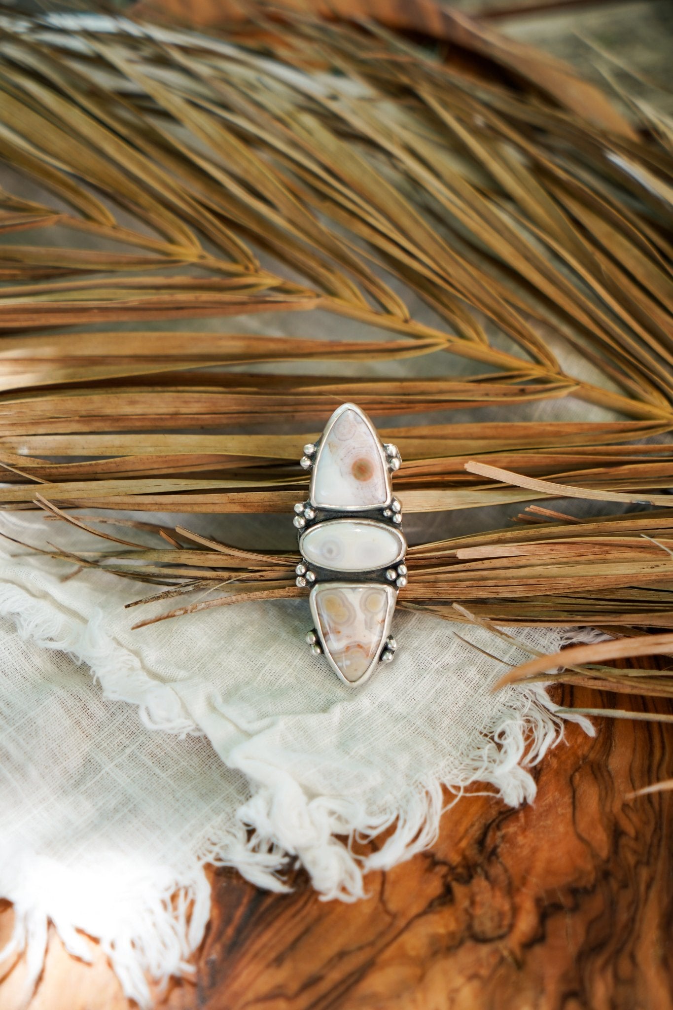 Cairn Ring in Ocean Jasper (Size 7) - Golden Road Crafted