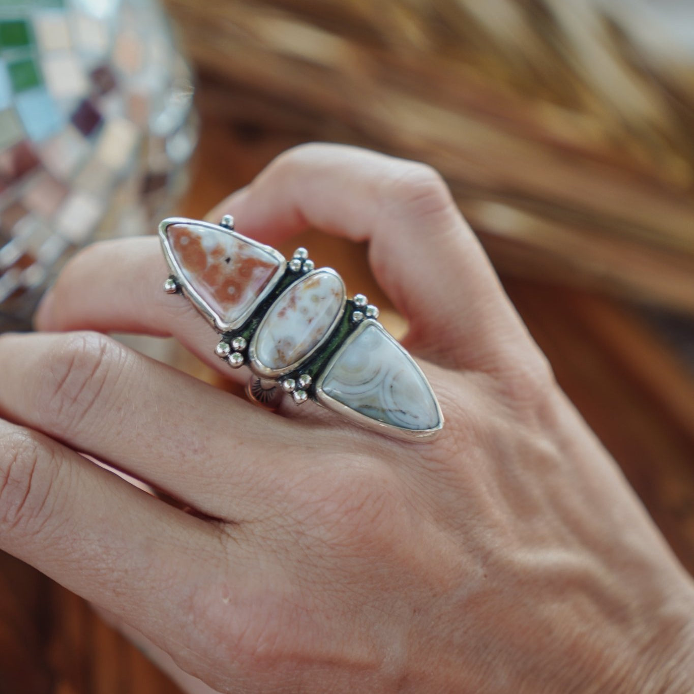 Cairn Ring in Ocean Jasper (Size 7) - Golden Road Crafted