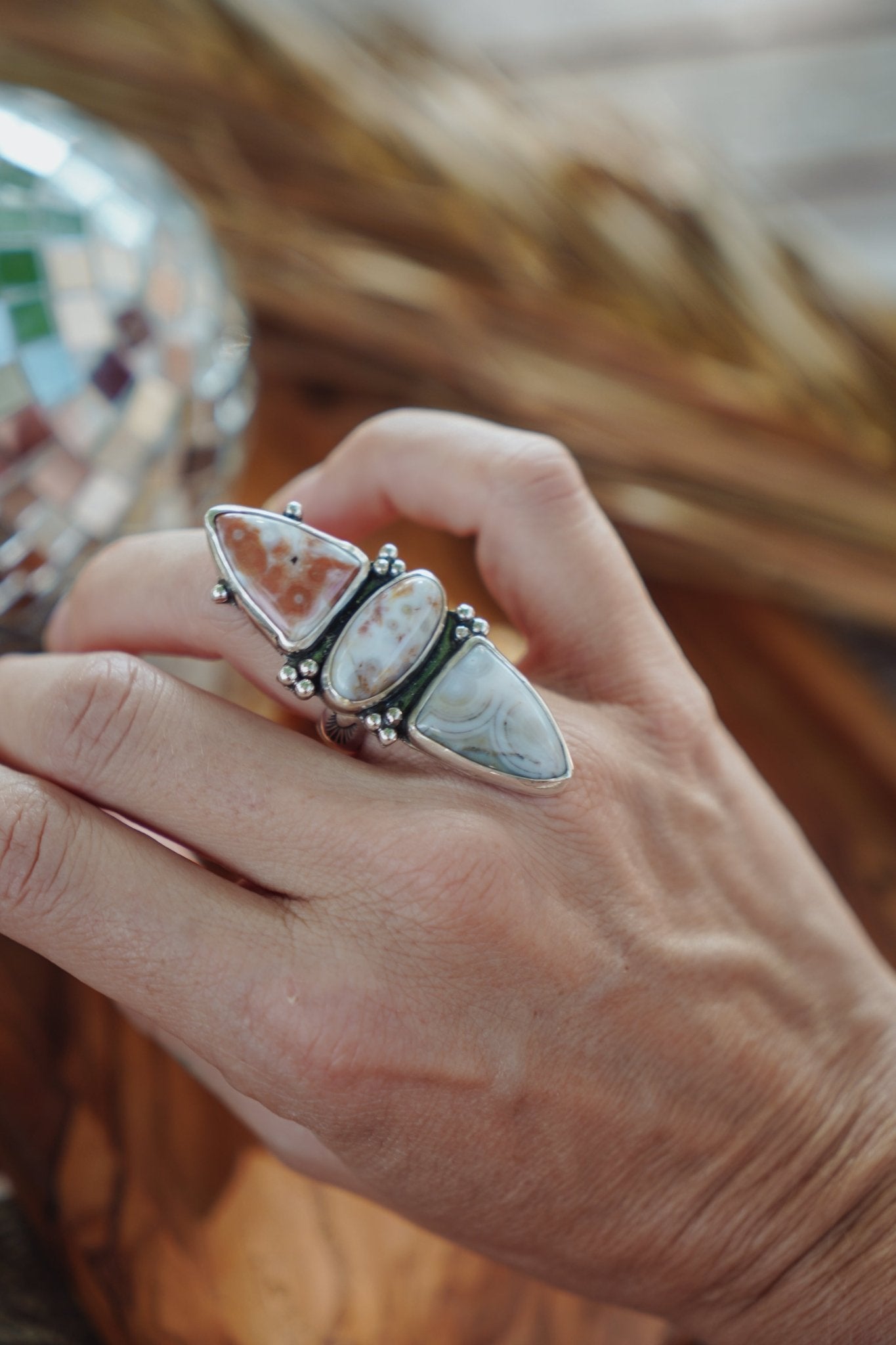 Cairn Ring in Ocean Jasper (Size 7) - Golden Road Crafted