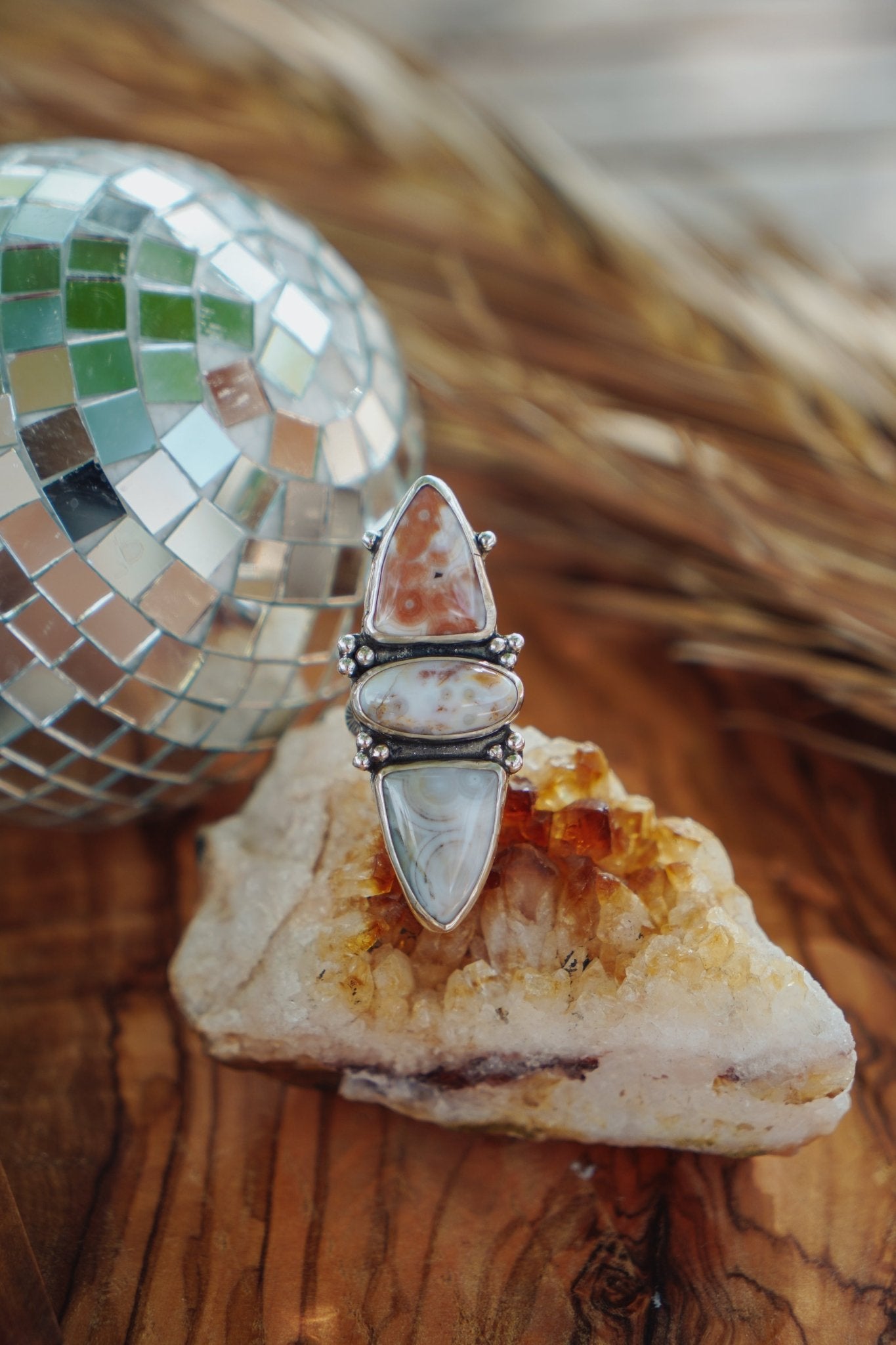 Cairn Ring in Ocean Jasper (Size 7) - Golden Road Crafted