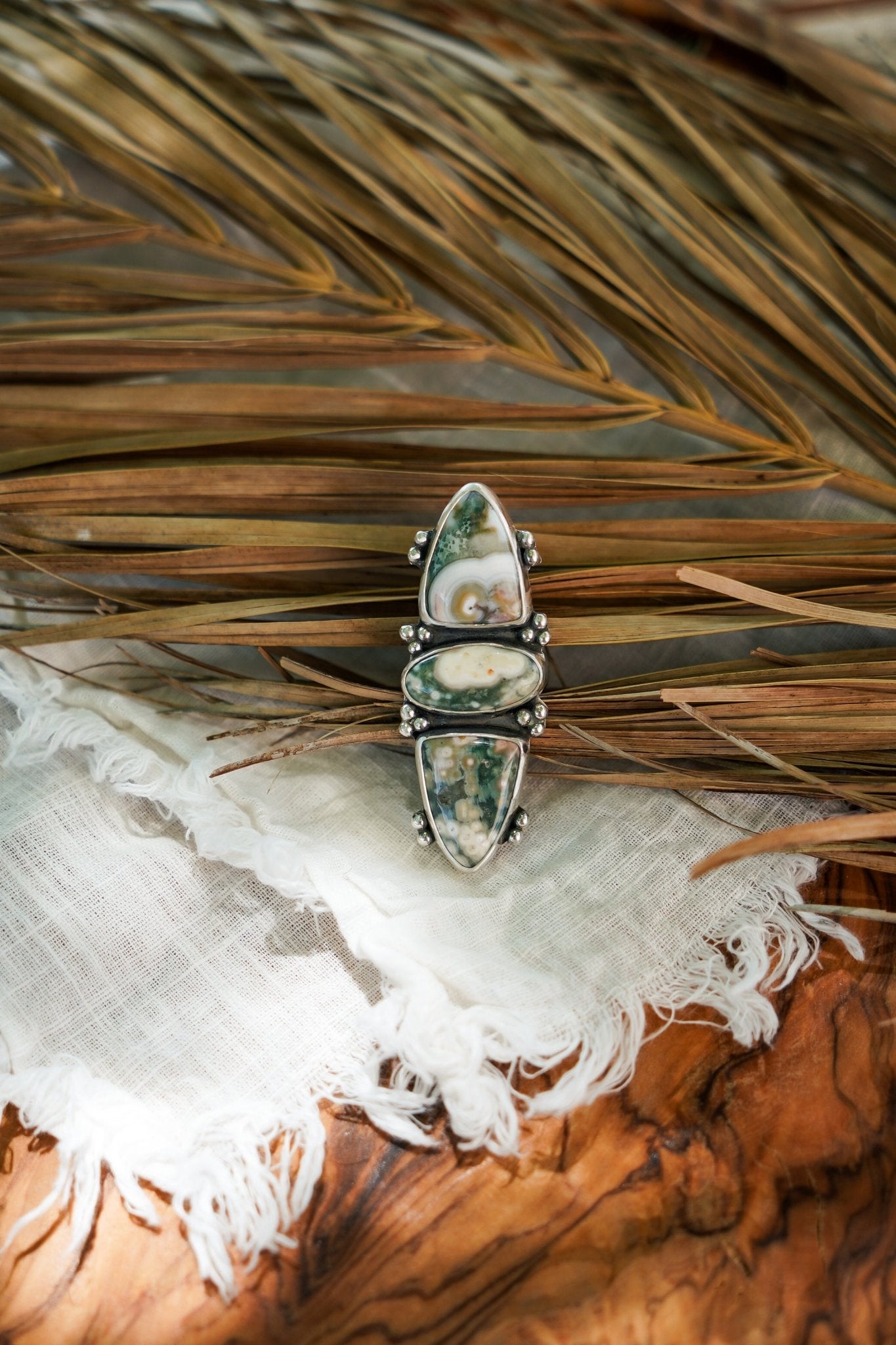 Cairn Ring in Ocean Jasper (Size 7.5) - Golden Road Crafted