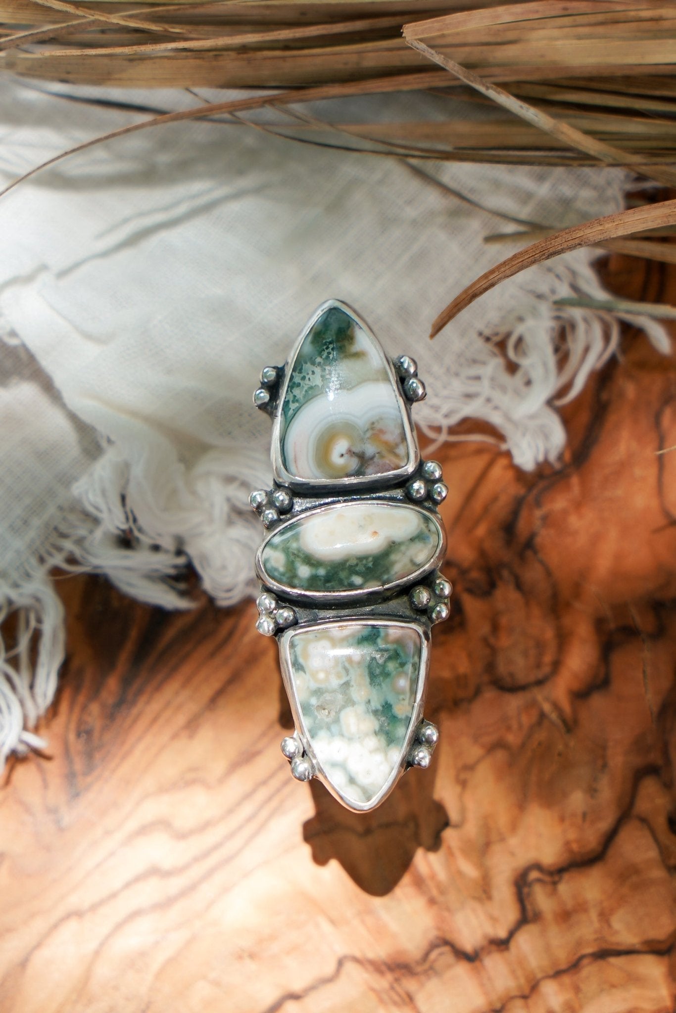 Cairn Ring in Ocean Jasper (Size 7.5) - Golden Road Crafted