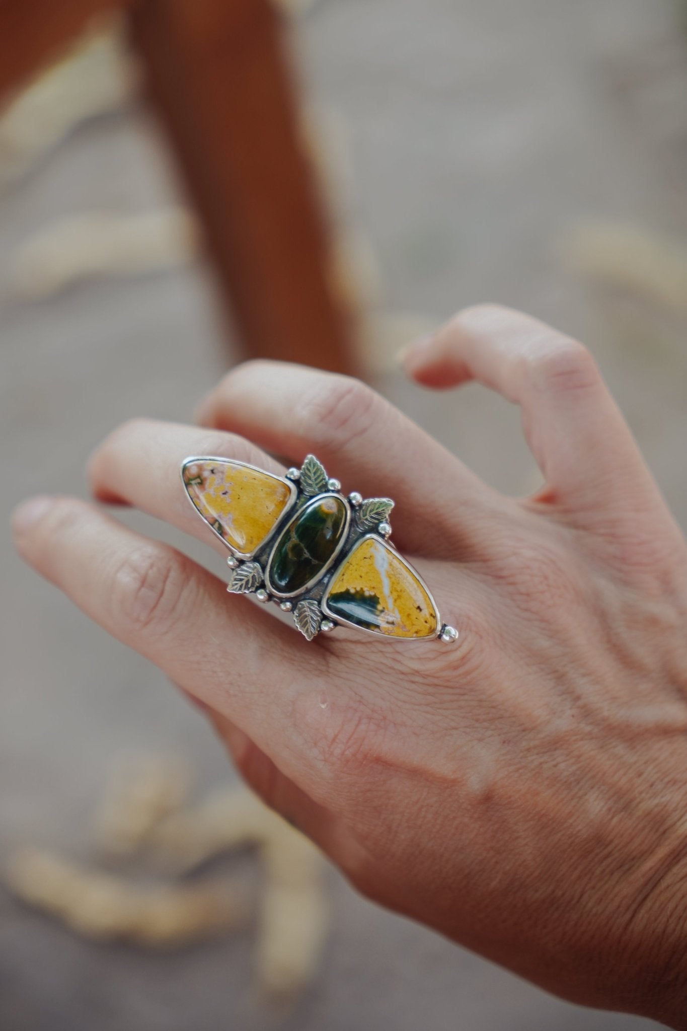 Cairn Ring in Ocean Jasper (Size 8) - Golden Road Crafted